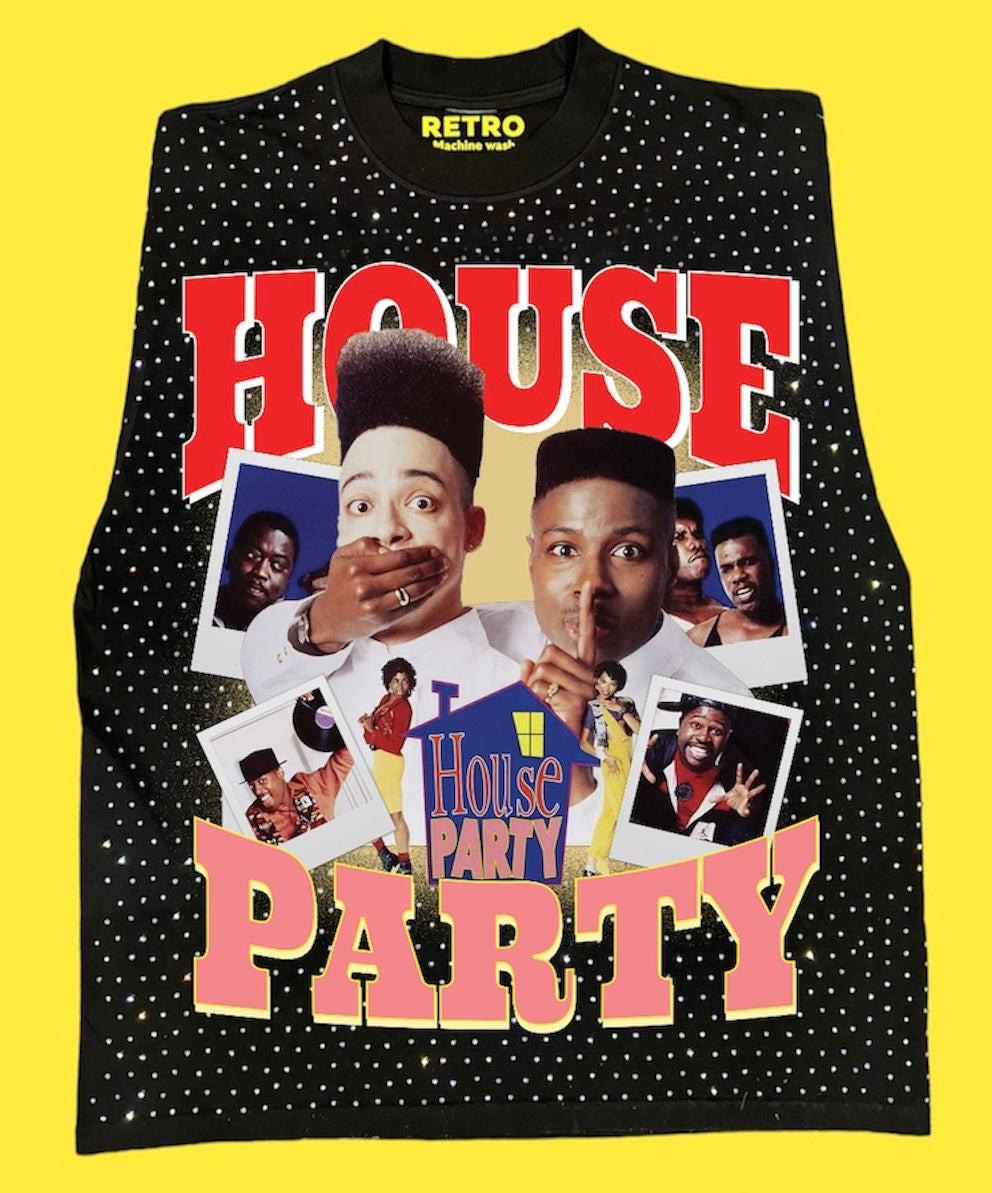 "HOUSE PARTY 1990" RETRO STAGE LIGHT SLEEVELESS TEE