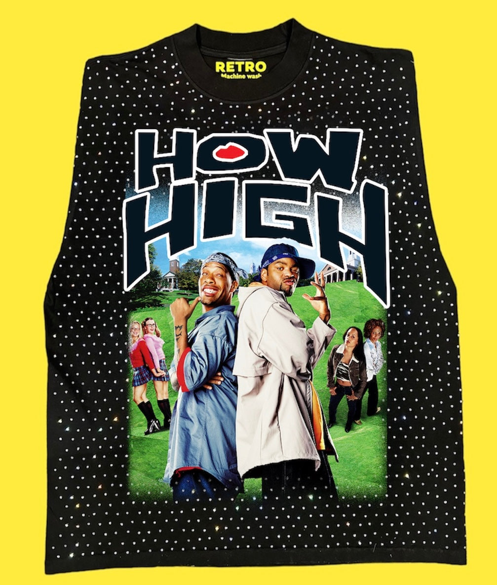 "HOW HIGH 2001 " RETRO STAGE LIGHT SLEEVELESS TEE