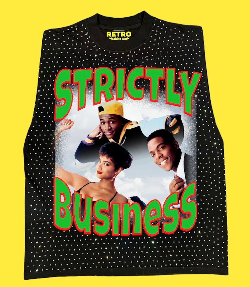 "STRICTLY BUSINESS 1991 " RETRO STAGE LIGHT SLEEVELESS TEE