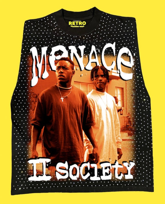 "MEANCE 2 SOCIETY 1993 " RETRO STAGE LIGHT SLEEVELESS TEE