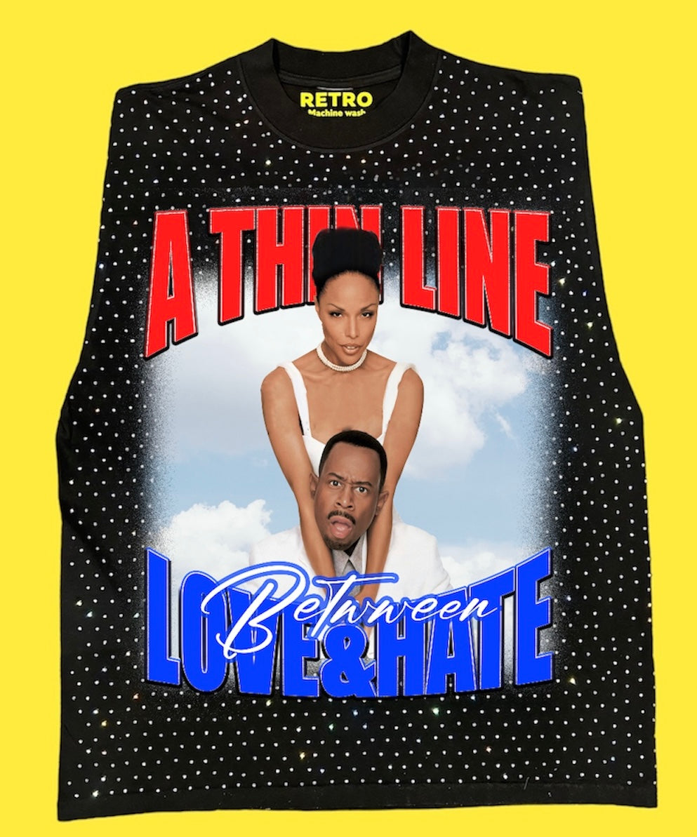 "A THIN LINE BETWEEN LOVE & HATE 1996" RETRO STAGE LIGHT SLEEVELESS TEE