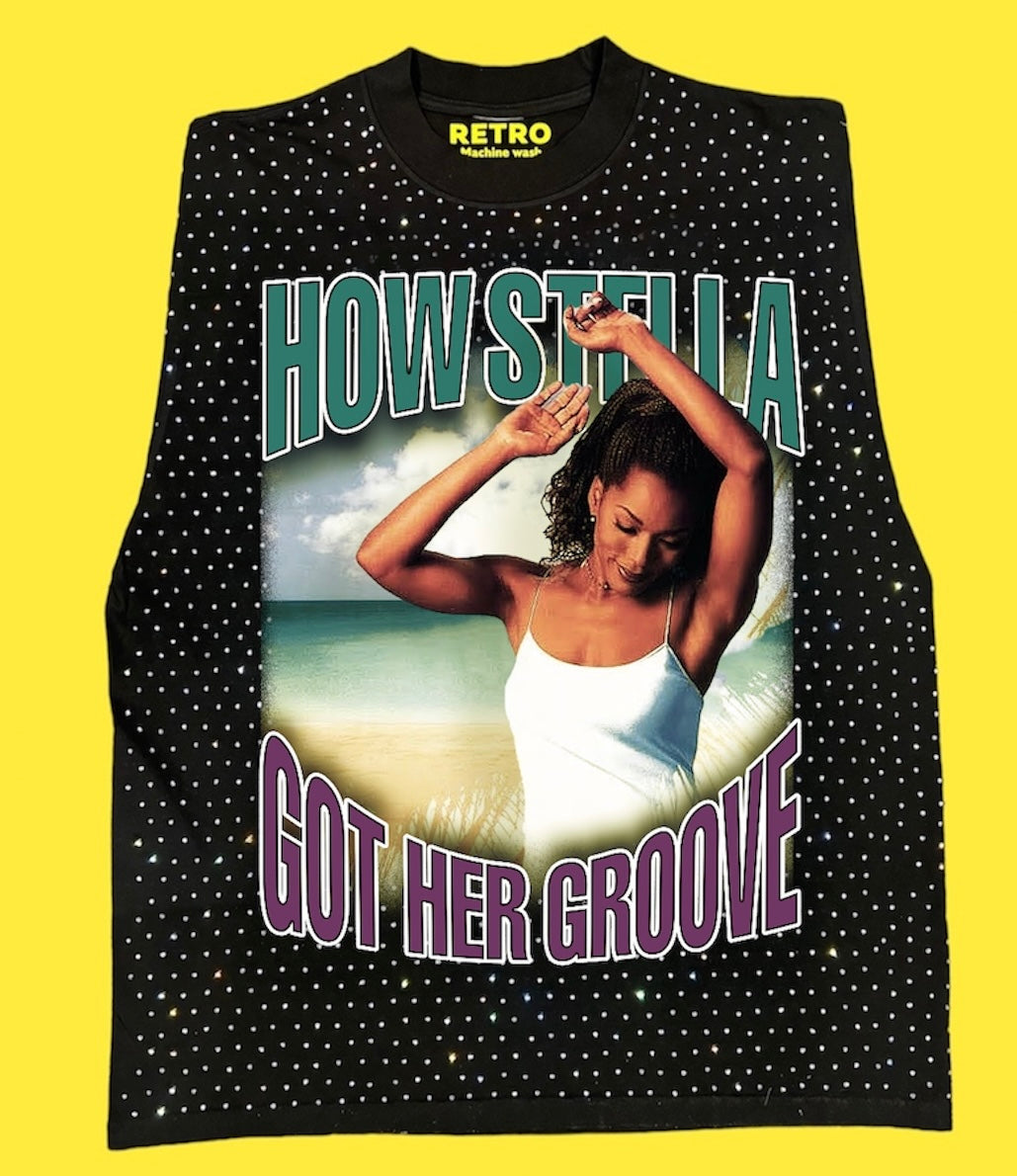 "HOW STELLA GOT HER GROOVE BACK 1998 " RETRO STAGE LIGHT SLEEVELESS TEE