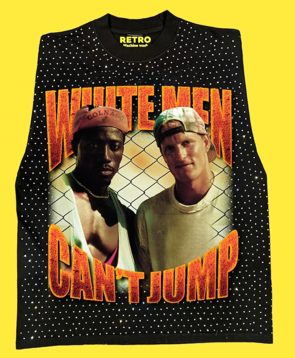 "WHITE MEN CAN’T JUMP 1992" RETRO STAGE LIGHT SLEEVELESS TEE